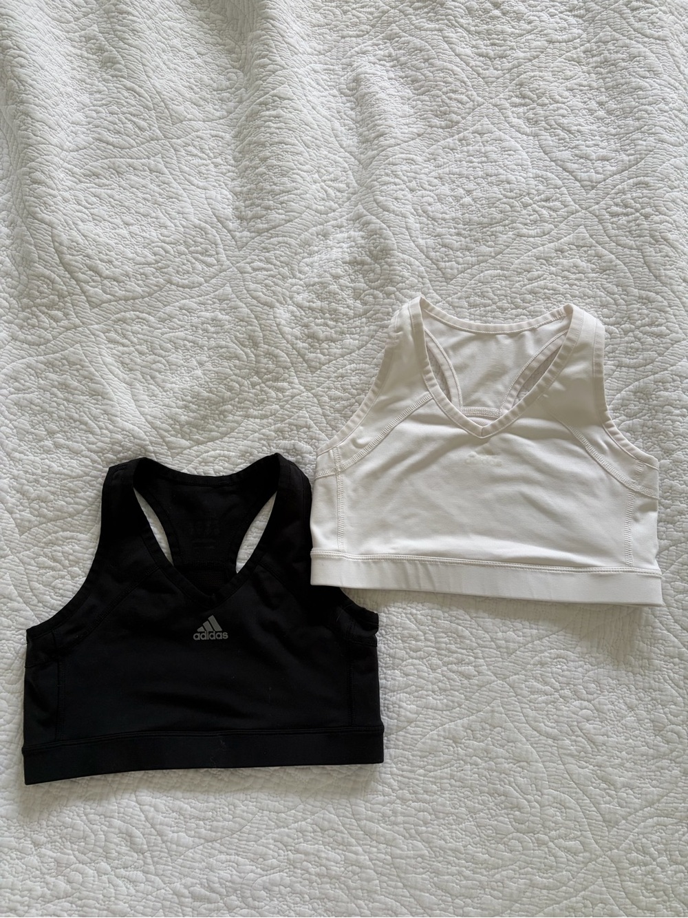 Adidas Women’s Racerback Sports Bra Top - Black and White